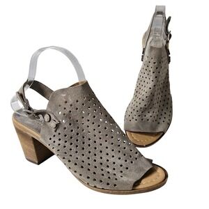 Sophia Milano Heels Womens‎ Size 9 Gray Perforated Suede Peep Toe Sandals
